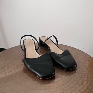 Everlane Black Leather Tapered Square Toe Slingback 10.5